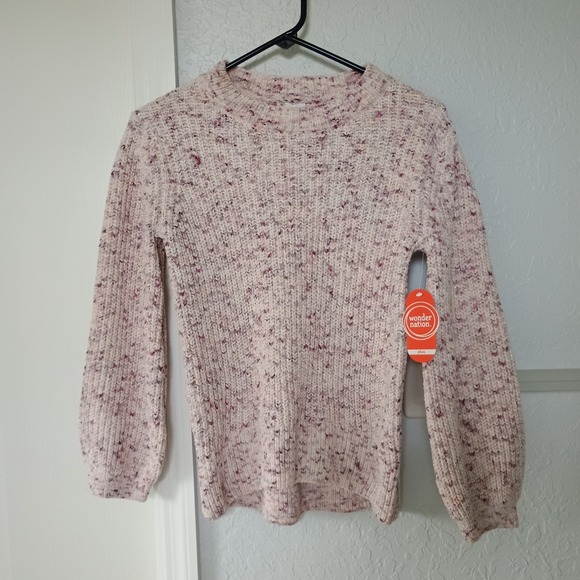 wonder nation Other - Wonder Nation Girls Long Sleeve Pink Knit Pullover Sweater Plus L /10-12 NWT